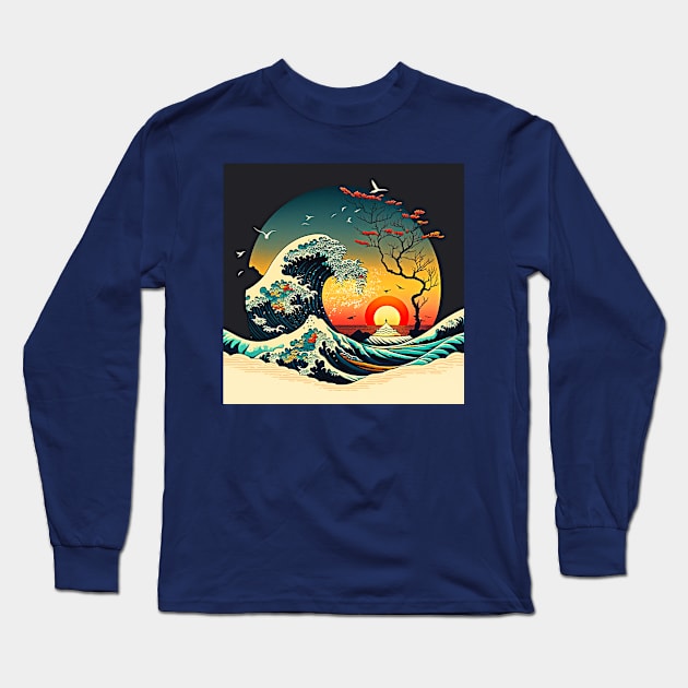 Vintage Kanagawa Wave T-Shirt Long Sleeve T-Shirt by MeatLuvers